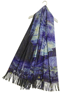 Van Gogh Starry Night Art Print Wool Tassel Scarf
