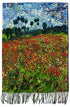 Van Gogh 'Poppy Field' Art Print Wool Tassel Scarf