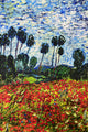 Van Gogh 'Poppy Field' Art Print Wool Tassel Scarf