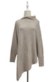 Plain Cuffed Diagonal Drape Wool Poncho