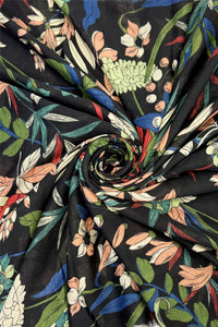 Botanical Mixed Floral Print Frayed Scarf