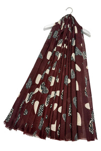 Leopard and Zebra Love Heart Print Frayed Scarf