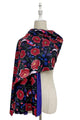 Colourful Bird & Floral Print Wool Frayed Scarf