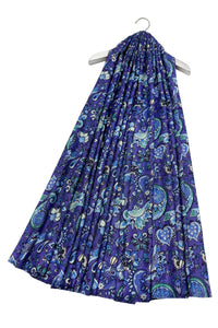 Lotus Paisley & Hearts Print Wool Frayed Scarf