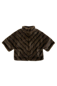 Chevron Faux Fur Sleeved Jacket