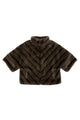 Chevron Faux Fur Sleeved Jacket