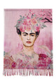 Frida Kahlo Floral Portrait Print Wool Tassel Scarf