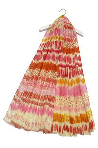 Vibrant Tribal Metallic Thread Frayed Scarf