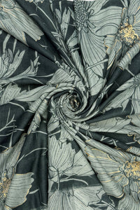 Ginkgo Leaf Gold Foil Shimmer Frayed Scarf