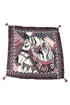 Decorative Folk Style Horse Print Square Tassel Scarf