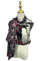 Decorative Folk Style Horse Print Square Tassel Scarf