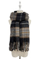 Silver Glitter Check Tassel Scarf