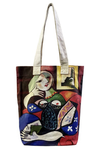 Picasso Woman with Book Art Print Cotton Tote Bag (Pack of 3)