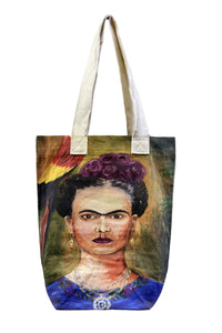 Frida Kahlo Self Portrait with Parrot Art Cotton Tote Bag (Pack of 3)