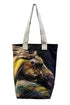 Horse Oil Pastel Print Cotton Tote Bag