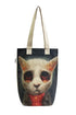 Sad Kitten Eyes Print Cotton Tote Bag