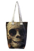 Skull Graphic Illustration Print Cotton Tote Bag