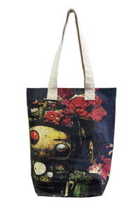 Floral Robot Illustration Print Cotton Tote Bag (Pack of 3)