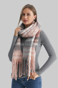 Cosy Large Check Blanket Wrap Tassel Scarf