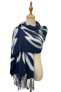 Swan Print Wool Tassel Scarf