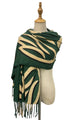 Swan Print Wool Tassel Scarf