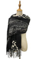 Reptile & Leopard Block Print Wool Tassel Scarf