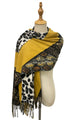 Reptile & Leopard Block Print Wool Tassel Scarf