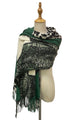 Reptile & Leopard Block Print Wool Tassel Scarf