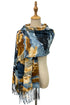 Abstract Ink Camouflage Print Wool Tassel Scarf