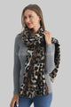 Bold Leopard Print & Stripe Frayed Scarf