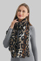 Bold Leopard Print & Stripe Frayed Scarf