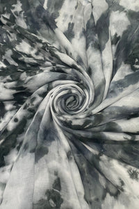 Swirl Tie Dye Print Frayed Scarf