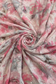 Silver Foil Speckled Rose Floral Print Frayed Scarf