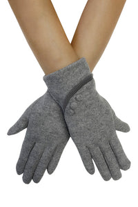 Plain Button Felted Touchscreen Gloves