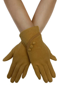 Plain Button Felted Touchscreen Gloves