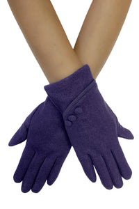 Plain Button Felted Touchscreen Gloves