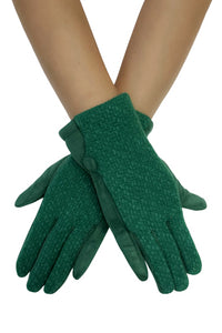 Plain Button Knit Touchscreen Gloves