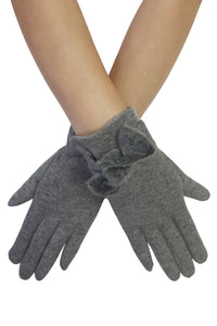 Twist Bow Plain Touchscreen Gloves