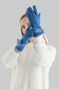 Twist Bow Plain Touchscreen Gloves