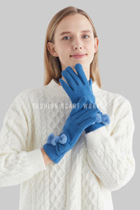 Twist Bow Plain Touchscreen Gloves