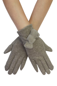 Twist Bow Plain Touchscreen Gloves