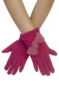 Twist Bow Plain Touchscreen Gloves