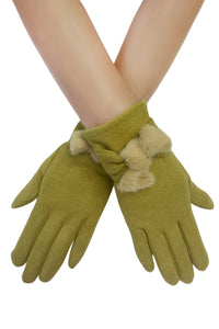 Twist Bow Plain Touchscreen Gloves