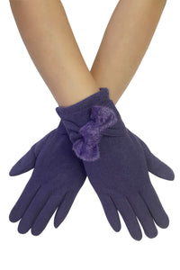 Twist Bow Plain Touchscreen Gloves