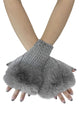 Plait Knit Faux Fur Fingerless Gloves