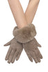 Faux Fur Trim Suede Touch Screen Gloves