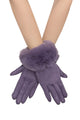 Faux Fur Trim Suede Touch Screen Gloves