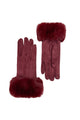 Faux Fur Trim Suede Touch Screen Gloves