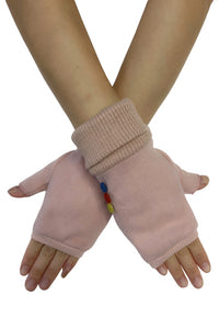 Elasticated Plain Button Fingerless Gloves