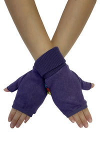 Elasticated Plain Button Fingerless Gloves